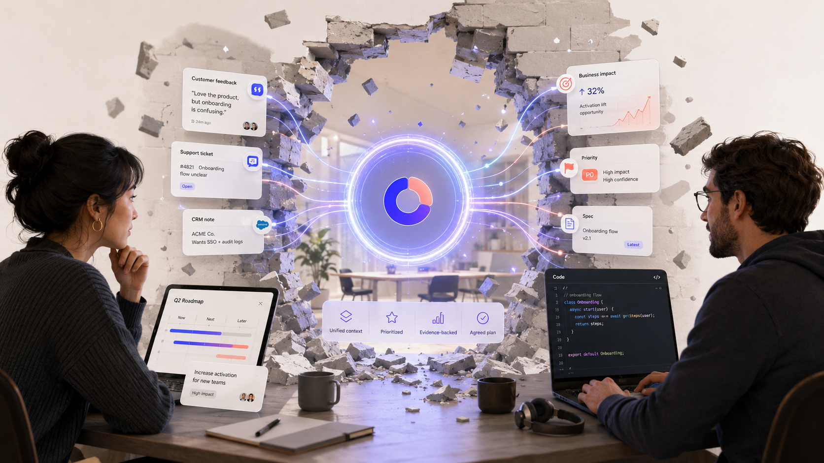 The PM and developer used to pass work across a wall. AI knocked the wall down. Now what?